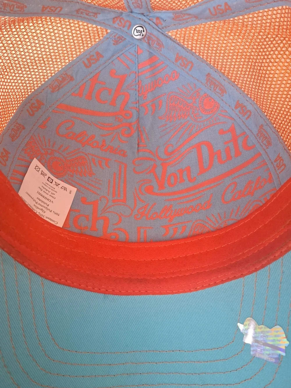 Von Dutch Orange & Light Blue Trucker Hat